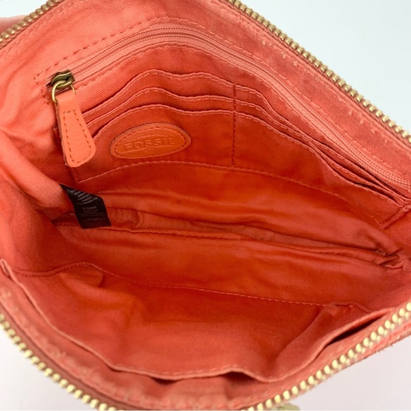 Fossil Erin Small Zip Top Watermelon Pink Crossbody Purse - Picture 10 of 14